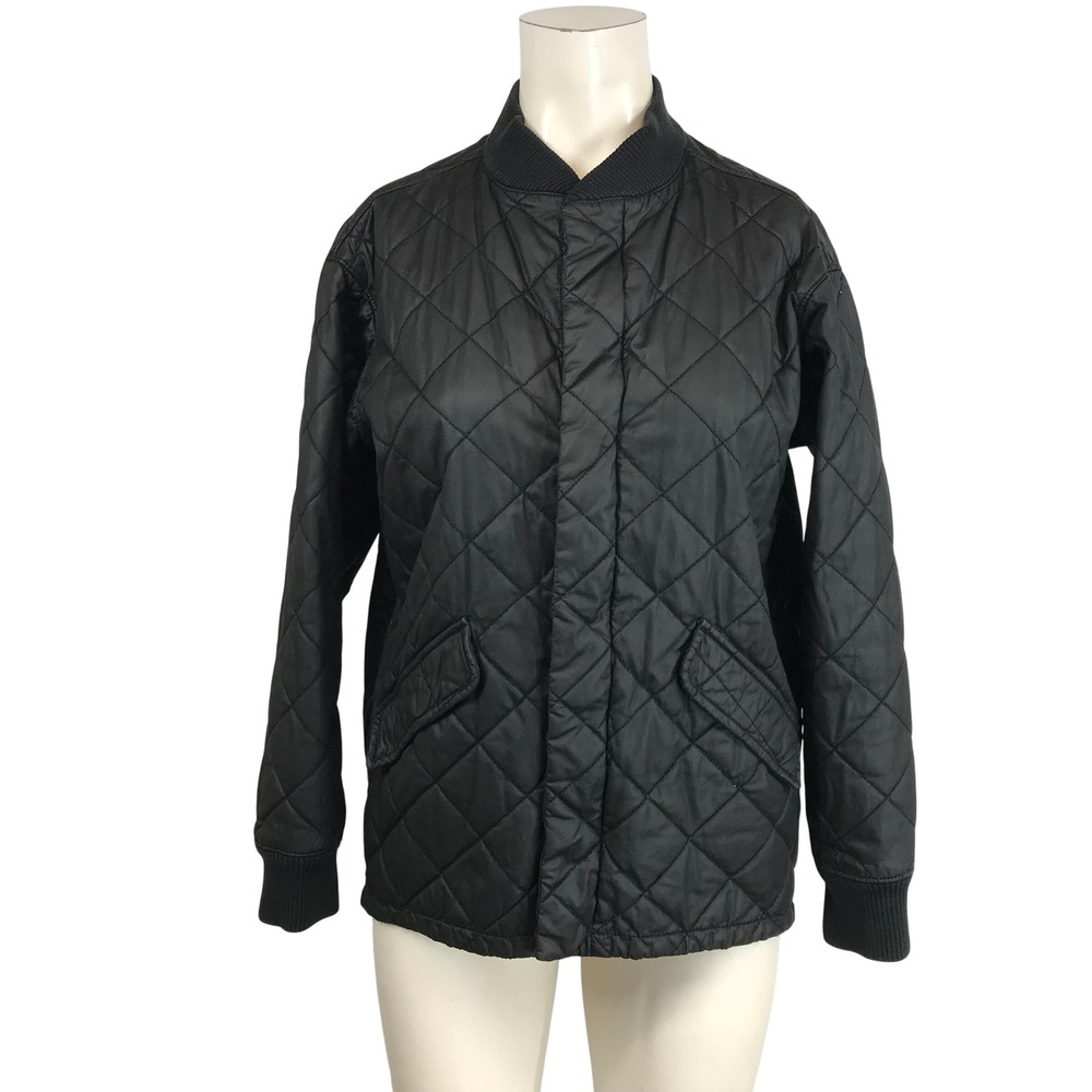 Madewell Black Quilted Bomber Jacket